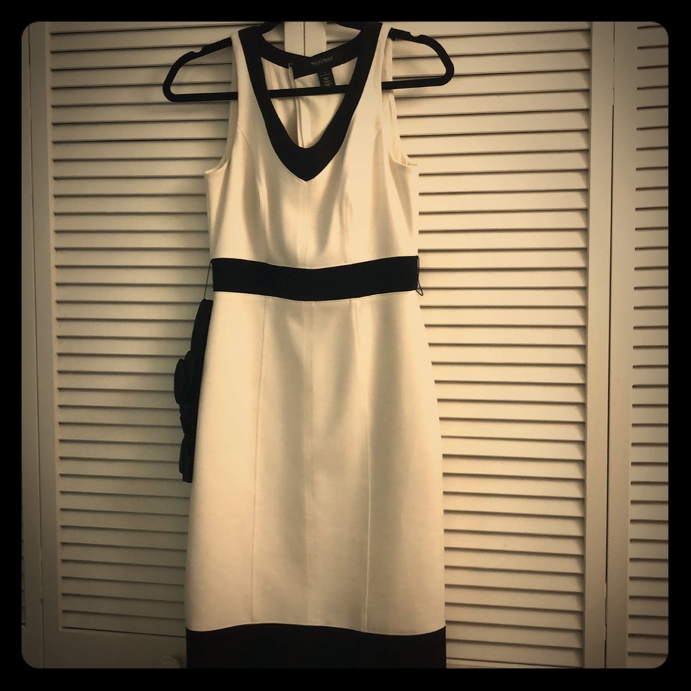 WHBM timeless black and white body con dress